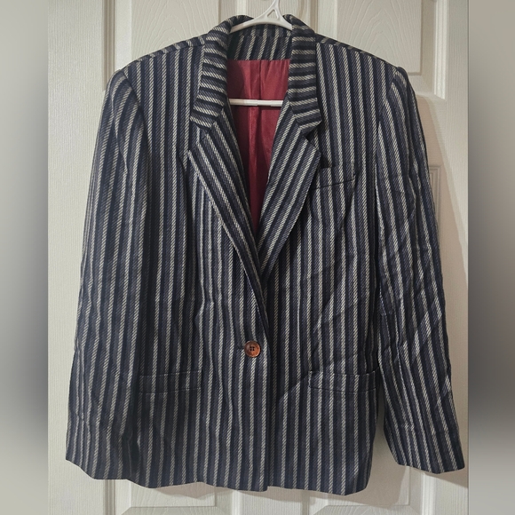 Adolfo Jackets & Blazers - Vintage Striped Steam Punk Blazer by Adolfo Atelier, Fully Lined, Size 8, EUC!